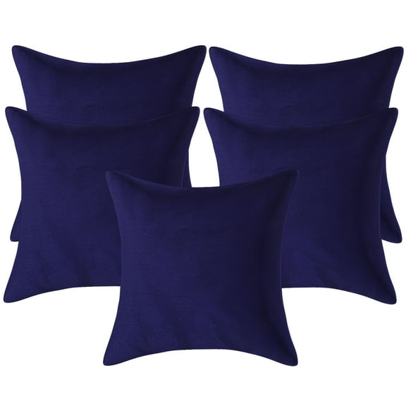 Stylo Culture Ethnic Sofa Throw Pillow Covers 16x16 Solid Dark Blue Modern 40x40 cm Living Room Toss Pillow Case Polydupion Solid Square Cushion Covers | Set Of 5