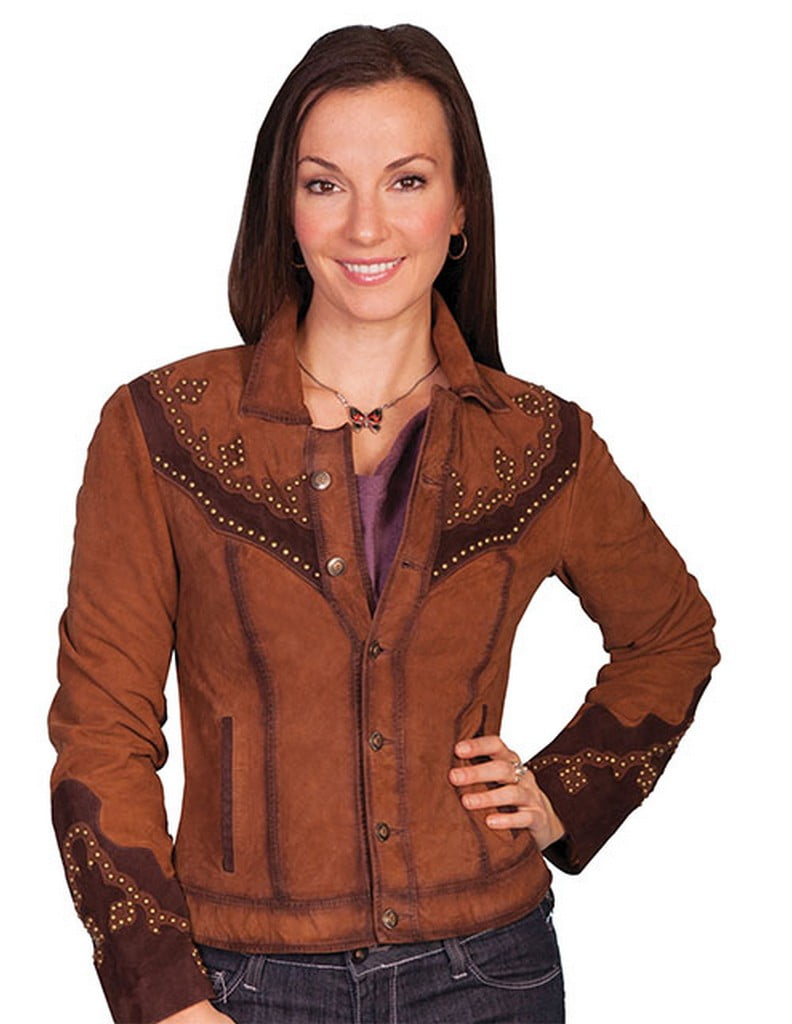 Scully Western Jacket Womens Leather Fitted Button Brown L170
