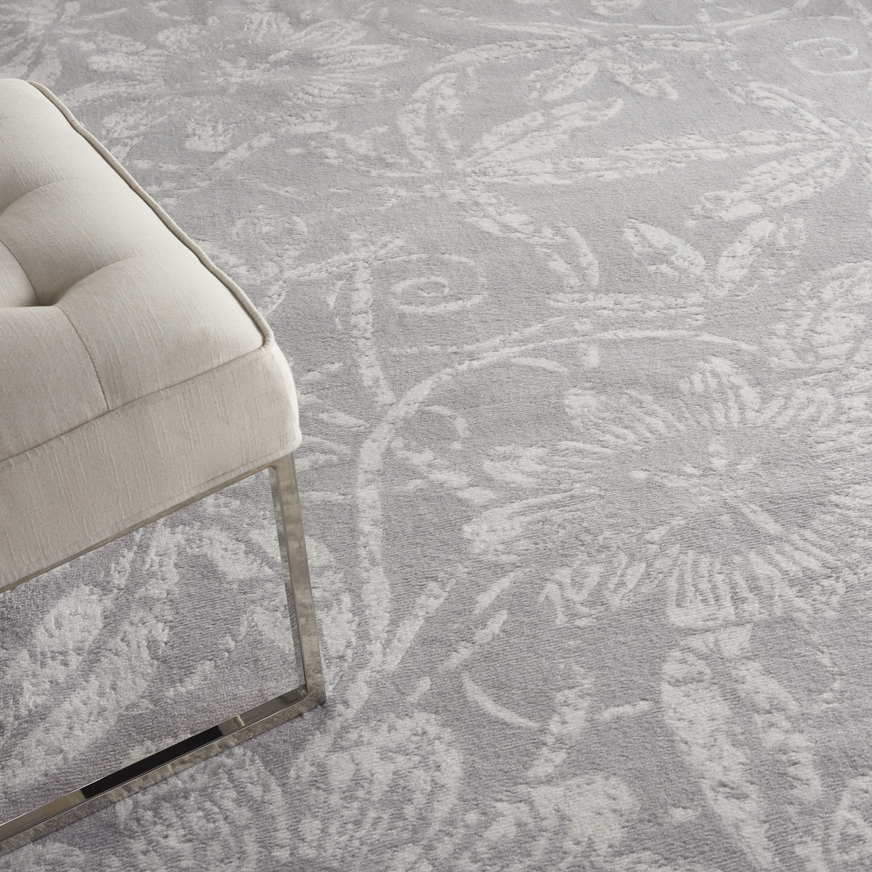 Nourison Whimsicle Botanical Bohemian Grey 8'4" x 11'6" Area Rug, (8' x 12')