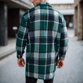 thumbnail image 4 of Mens Plaid Trench Coat Single Casual Long Jackets Button Down Lapel Shirt Jacket Fashion Thick Warm Overcoat, 4 of 4