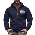 thumbnail image 3 of Men's Flag Print Zip Up Hoodie with Arm Pocket, Casual Cardigan Style Sweatshirt, Large Size Fleece Jacket for Patriotic Events, Christmas, Outdoor Activities,Navy,M, 3 of 5