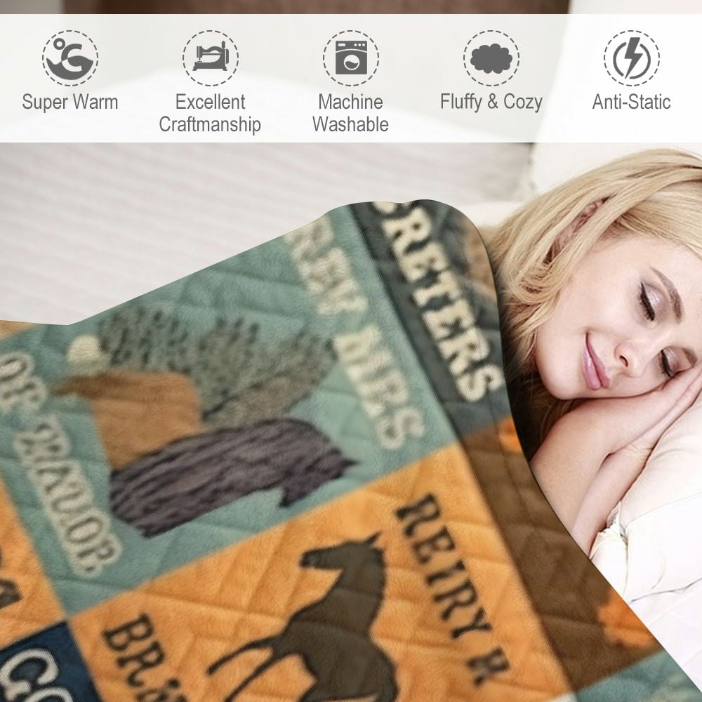 Horse Lover Throw Blanket - Super Soft Flannel 80x60 Inch, "Just A Girl Who Loves Horses" Gift For Her