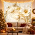 thumbnail image 3 of 3D White Floral Relief Set Against Cream Background, Serene Minimalist for Botanical Lovers, Sculptured Wall Art, Housewarming Gift, Tapestry Wall Hanging for Living Room and Bedroom, 3 of 7