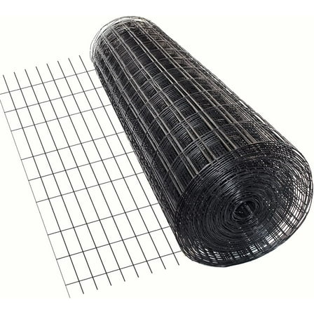Trident Fence 4' x 100' 14ga. Welded Wire Fence Roll Black PVC Coated - 2" x 4" Mesh