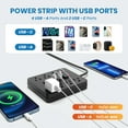 thumbnail image 7 of Power Strip, Surge Protector with 8 AC Outlets 6 USB Ports (2 USB C), 6 Ft Extension Cord, 1250W/10A, Wall Mount, Overload Protection Desk USB Charging Station for Home, Office（Black）, 7 of 7