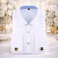 thumbnail image 3 of TANSILING Men's French Cuff Dress Shirt Pleated Formal Fit Long Sleeve with Cufflinks, 3 of 7