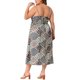thumbnail image 3 of Vestido de verano sin mangas de talla grande para mujer Agnes Orinda, tirantes de espagueti, sin espalda, patrón casual, vestido maxi 3X verde marrón, 3 of 6