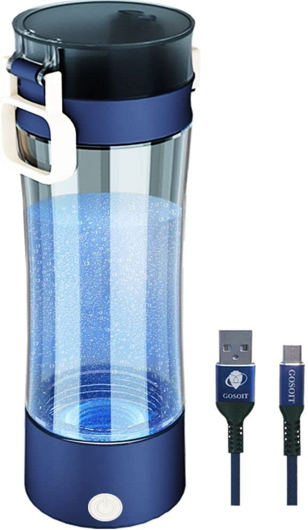 Blue GOSOIT Hydrogen Alkaline Water Bottle Maker Machine Hydrogen Water Generator Ionizer with SPE and PEM Technology,US Membrane Make Hydrogen Content up to 800-1200 PPB 