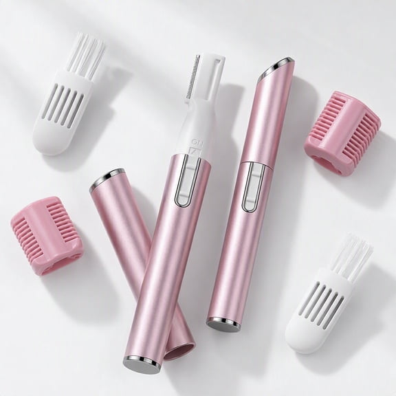 Stcellnmex Pink Precision Electric Eyebrow Trimmer Mini Battery Operated Face Shaver With Comb Personal Epilator For Face Neck Lips Legs Women Christmas Gift 2 Pcs Pack