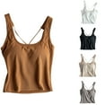 thumbnail image 5 of WREESH Women Criss Cross Back Tank Top with Built in Bra Stretchy Fitness Crop Yoga Cami Gym Workout Tops, 5 of 5