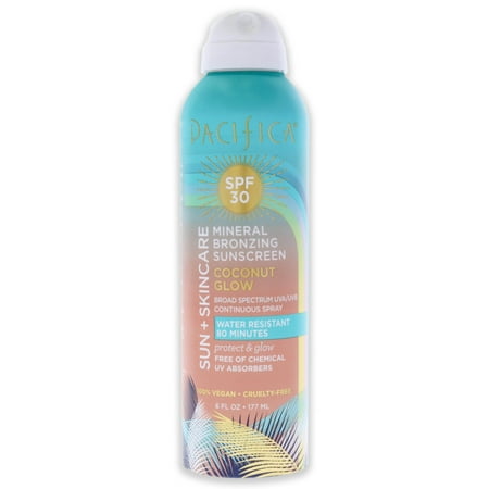 Mineral Bronzing Sunscreen Spray SPF 30 - Coconut Glow by Pacifica for Women - 6 oz Sunscreen
