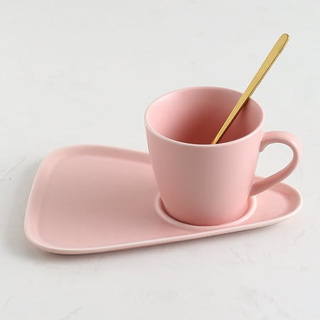 

Livesture Ceramic coffee cup and saucer set Pure pink