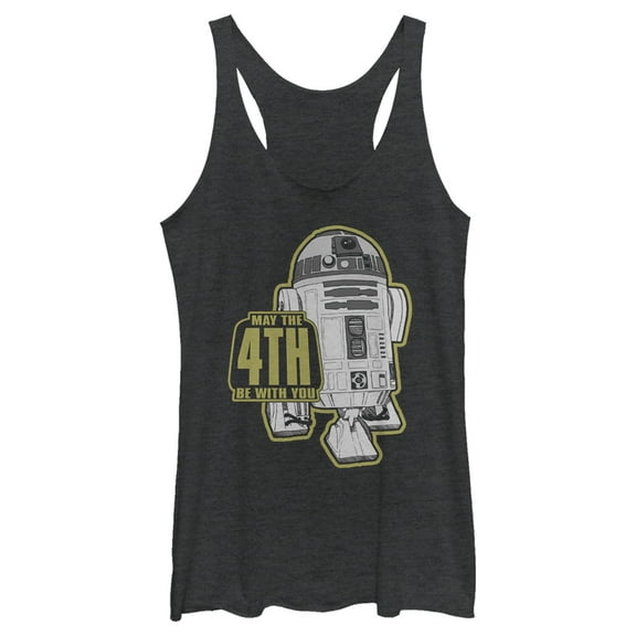 Women's Star Wars R2-D2 May the 4th Be With You Racerback Tank Top Black Heather 2X Large