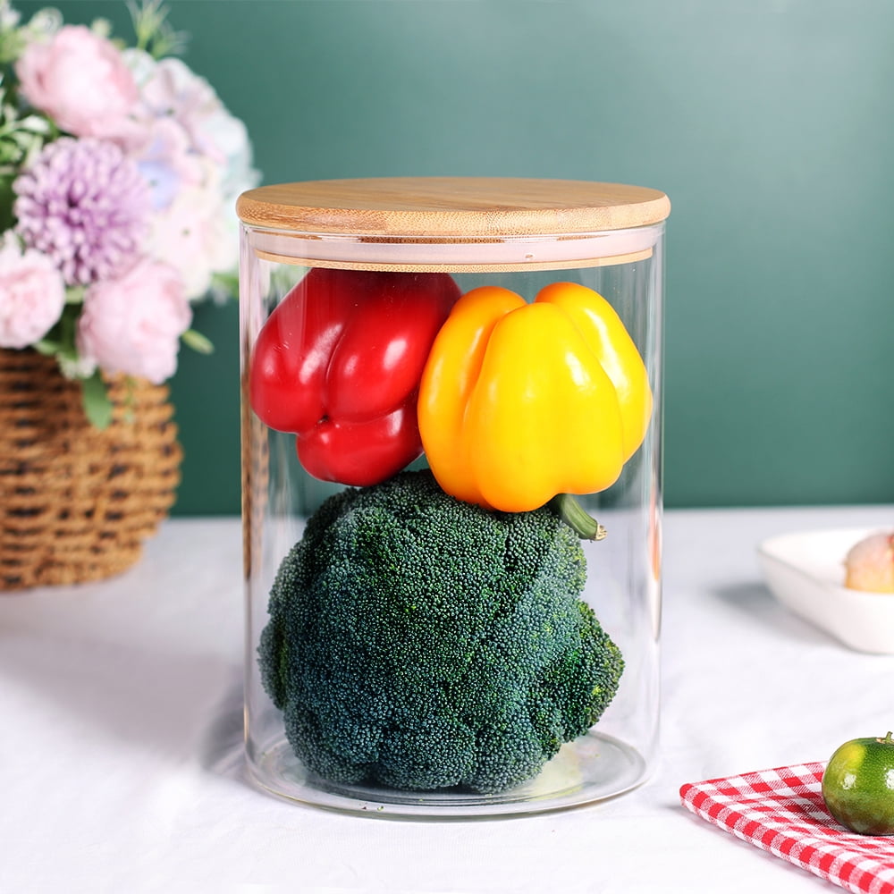 LEAVES AND TREES Y Bamboo Lid Large Glass  Food Storage Jar, 100 OZ (3000ml) Kitchen Canister for  Flour Rice Suger and Dry Food