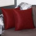 thumbnail image 1 of Farmhouse Set of 2 Decorative Throw Pillow Solid Color 18" x 18" Claret Red Square for Couch, Bedding, 1 of 4