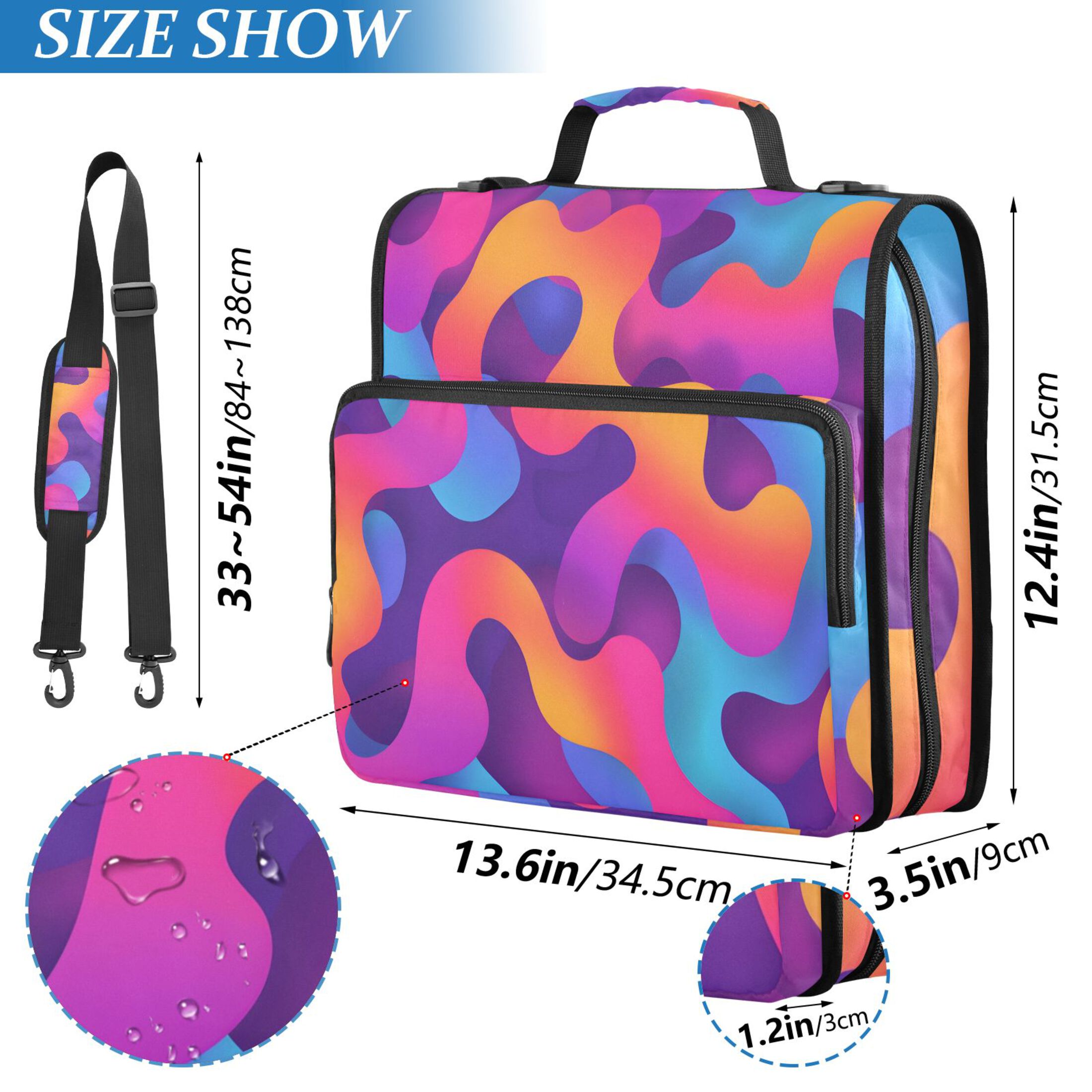 ALAZA Zipper Binder Gradient Rainbow 3 Ring Trapper Keeper File Folder Organizer Bag