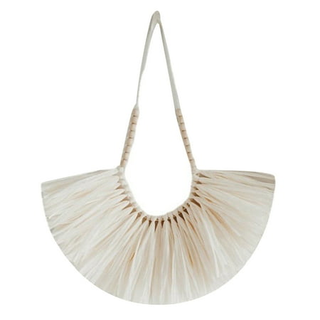 

Wanwan Vintage Handwoven Wall Hanging Wood Beads Elegant Straw Hanging Pendants for Office
