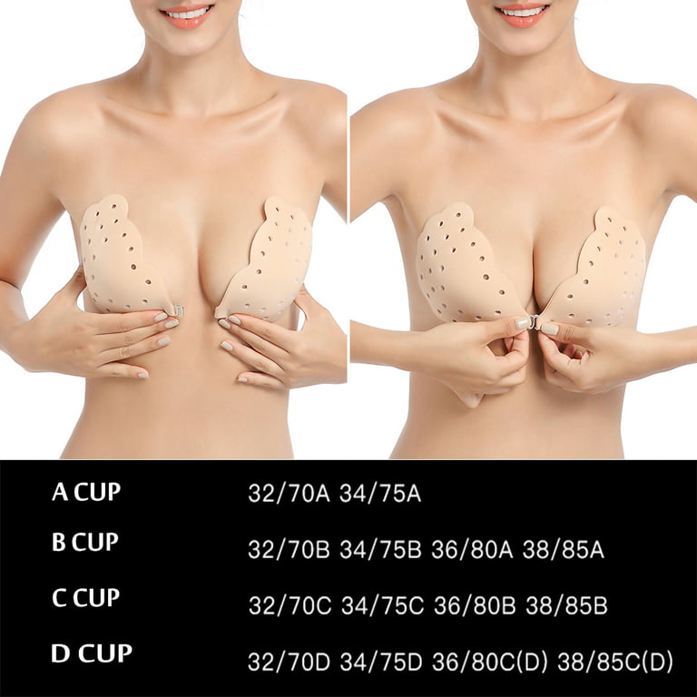 LELINTA Strapless Bra Push up Reusable Silicone Women Self Adhesive Sticky  Backless Dresses and Wedding Party Bra, Multiple Styles and Sizes, Beige/