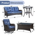 thumbnail image 7 of Unnifurnzi Wicker Outdoor Conversation Set-5 Pieces Outdoor Wicker High Back Couch with Swivel Rocker Chairs Patio Furniture for Deck Poolside Backyard-Brown/Blue, 7 of 7