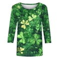 thumbnail image 5 of Ounisa Womens 3/4 Sleeve T Shirt Crew Neck St.Patrick's Day Printed Pullover Loose Fit Casual Fashion Elegant Tops S-3XL, 5 of 5