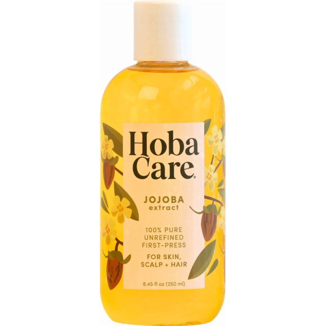 HobaCare Aceite de jojoba para cabello, piel, cara, cuerpo, cuero cabelludo, uñas, masaje para el cuidado de la barba, aceite portador natural puro sin refinar, hidratante, vegano, sin crueldad, sin