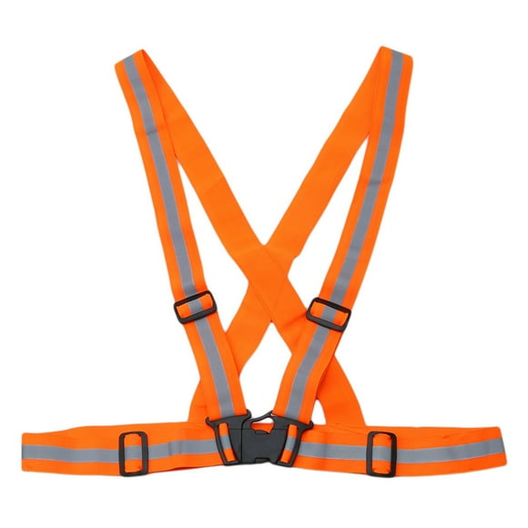 Generic Unisex Reflective Safety Vest for Night Running, Cycling, and Construction Work - High-Visibility Orange with Adjustable Straps