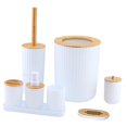 thumbnail image 1 of Juego de 7 accesorios de baño con separador y vaso para cepillo de dientes, decorativo para restaurantes. blanco, 1 of 7