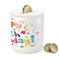 thumbnail image 3 of 15th Birthday Piggy Bank, Girlish Design Teenager in Cartoon Style Birds and Flowers Print, Ceramic Coin Bank Money Box for Cash Saving, 3.6" X 3.2", Multicolor, by Ambesonne, 3 of 4