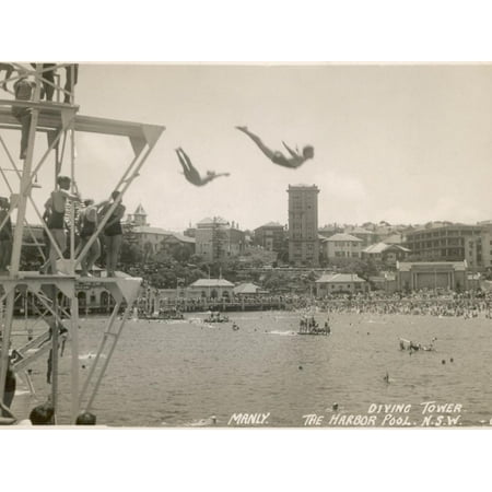 The Diving Tower and Harbour Pool, Manly, Sydney, New South Wales, Australia Print Wall (Best Diving In Western Australia)