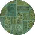thumbnail image 1 of Ahgly Company Indoor Round Patchwork Light Blue Transitional Area Rugs, 7' Round, 1 of 4