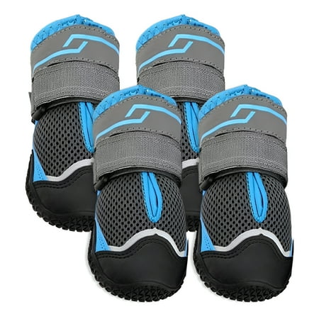 TELOLY 4Pcs Dog Shoes Reflective Touch Dog Boots Paw Safety Dog Shoes Large Size Dogs Blue 3in