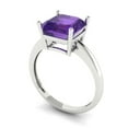 thumbnail image 2 of 2.5 ct Asscher Cut Natural Amethyst Solitaire 18K White Gold Womens Engagement Ring, 2 of 5