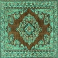 thumbnail image 1 of Ahgly Company Indoor Square Medallion Turquoise Blue Traditional Area Rugs, 6' Square, 1 of 4