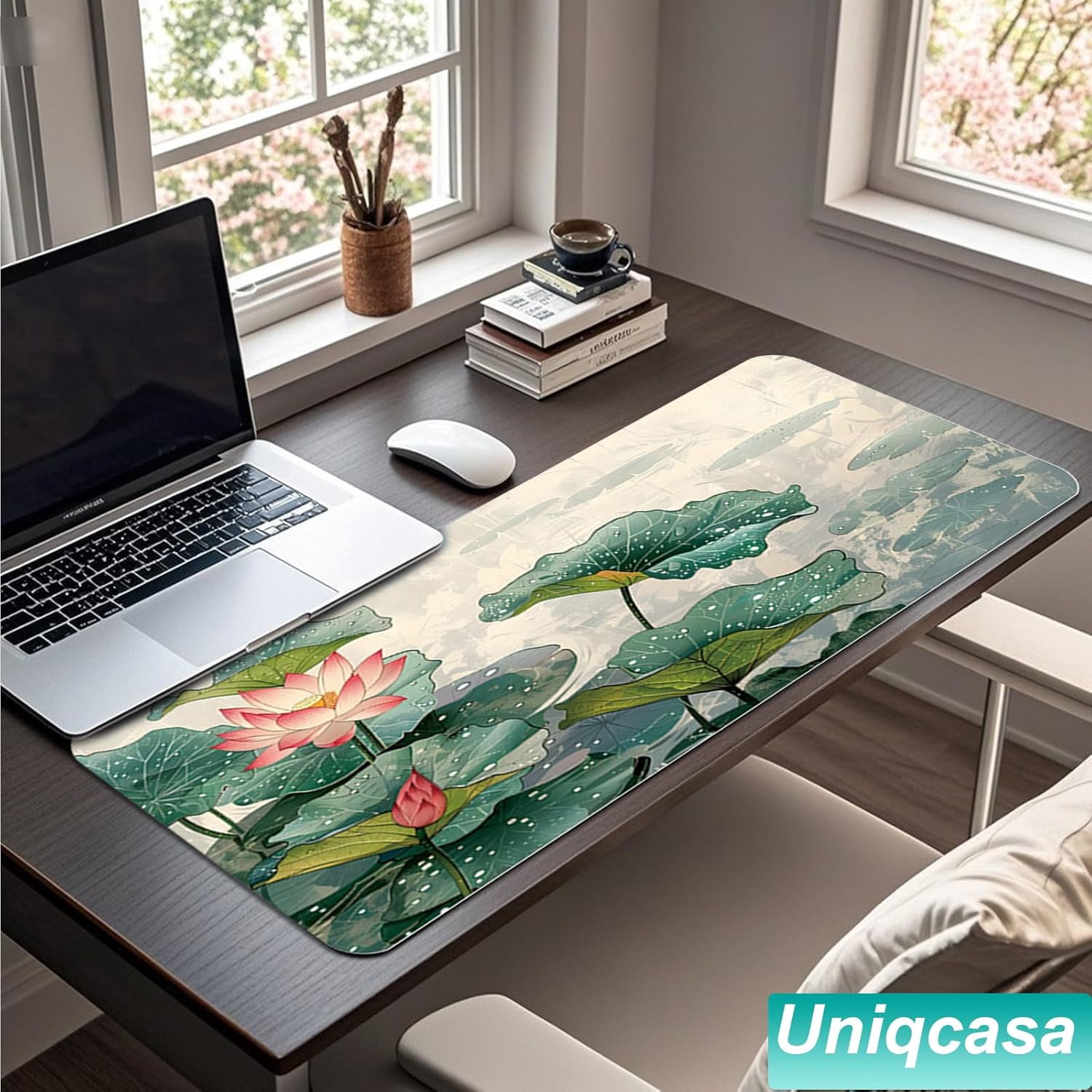 Gaming Mouse Pad 31.5x11.8 inch XL Large Extended Mouse Pad, Big Mousepad Desk Mat for Computer with Non-Slip Rubber Base and Stitched Edge-Lotus