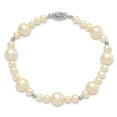 thumbnail image 2 of Auriga 14K White Gold 9mm White Round Pearl Bead Bracelet 7.5 inch for Women(L- 7.5inch), 2 of 6