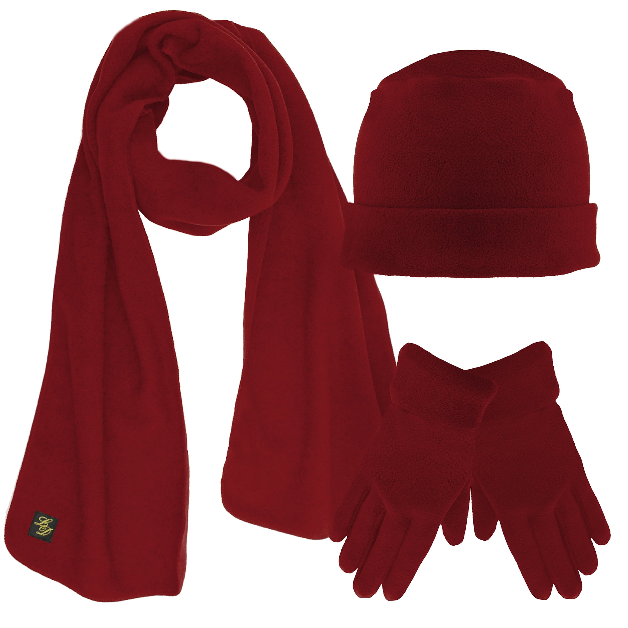 Luxury Divas Polar Fleece 3 Piece Hat Scarf & Glove Matching Set