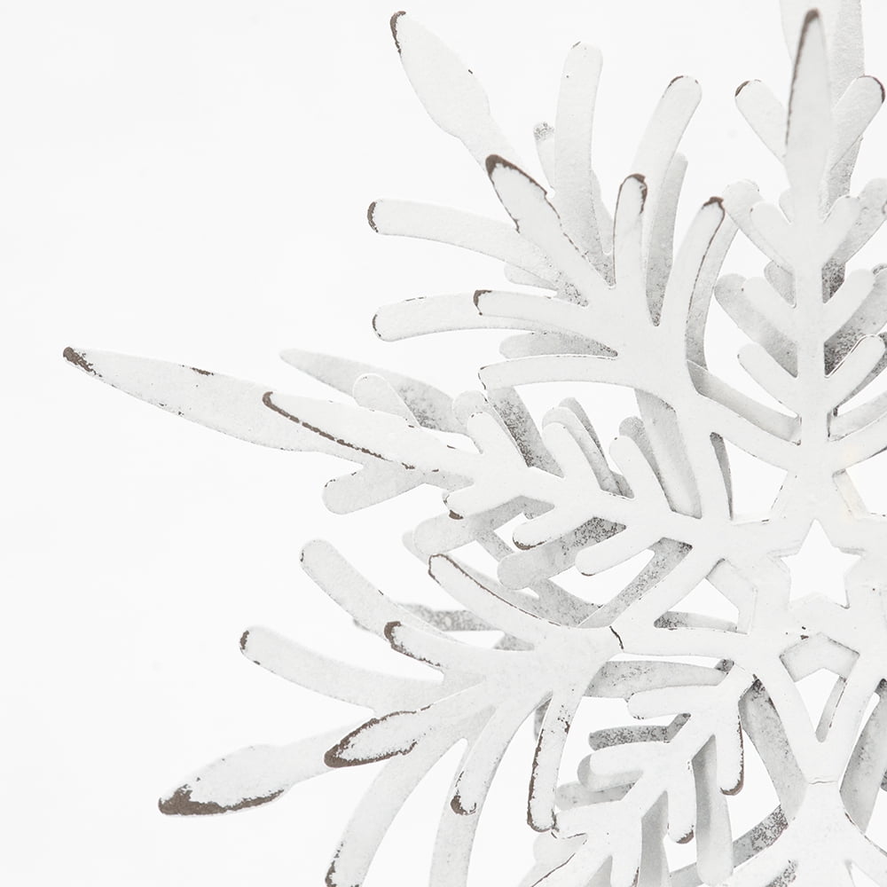 Iron Snowflake Ornament with Weathered Finish Hanging Christmas Tree Decor Gift Stocking Stuffer