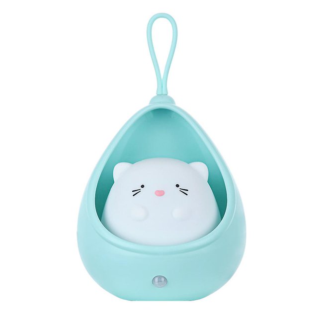 Luz nocturna inteligente, Sensor de movimiento, USB, recargable, Animal lindo, lámpara de escritorio Led, regalos, luces de pared de silicona