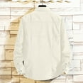 thumbnail image 3 of Wyobmus Mens Loose Daily Work T-Shirts Long Sleeve Shirt Solid Color Loose Plain Shirt for Men Long Sleeve Turndown Collar Blouse Shirt A-White, 3 of 3