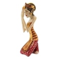 thumbnail image 3 of NOVICA Artisan Handmade Wood Sculpture Red Orange Indonesia Cultural 'Woman in Prayer', 3 of 7