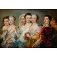 thumbnail image 2 of European School 18x14 Black Ornate Wood Framed Double Matted Museum Art Print Titled - A Group of Women as Allegories of the Four Seasons, with Venus and Cupid and an Older Woman Beyond, 2 of 5