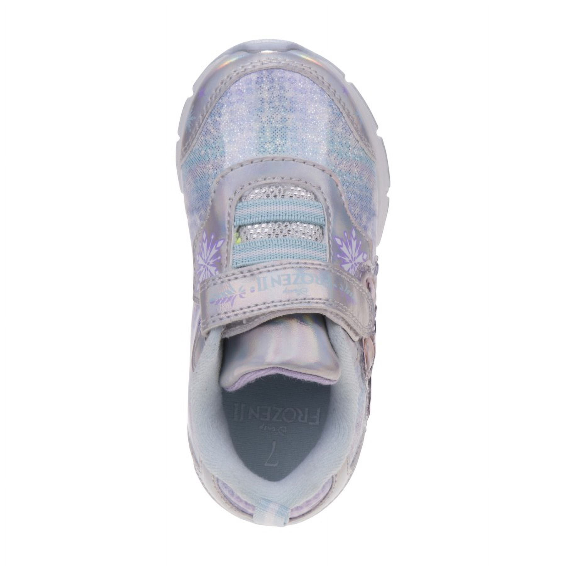 Disney Frozen II Anna & Elsa Girls Hook & Loop Light Up Sneakers - Lavender Silver, 10