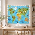 thumbnail image 5 of Illustrated World Main with Depiction Continents Each, Adventurous Vintage for Nautical Decor Lovers, Wall Decor, Mother'S Day Gift, Tapestry Wall Hanging for Dorm and Living Room, 5 of 7