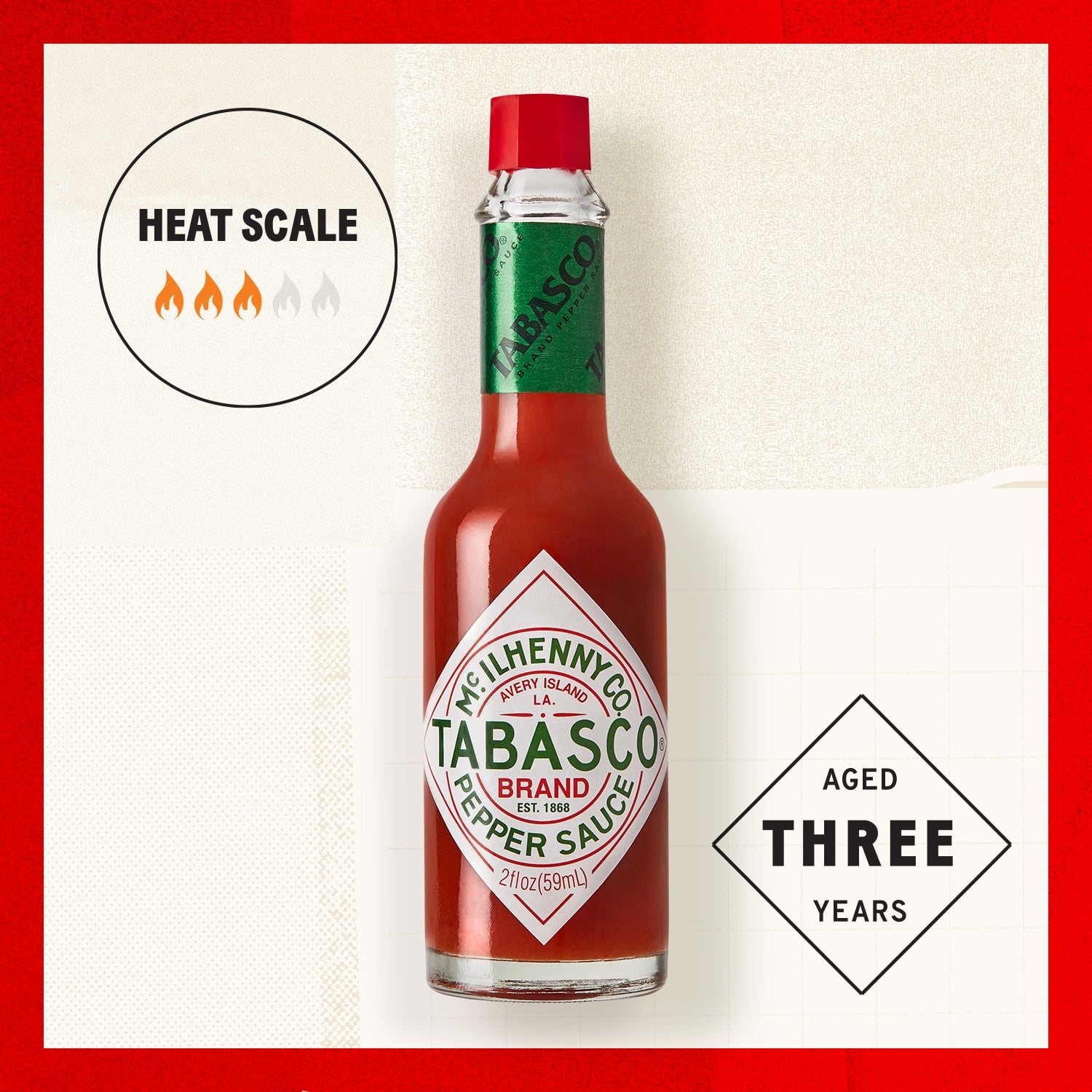 (3 pack) Tabasco Original Red Pepper Sauce, 2 fl oz, Regular Glass Hot Sauce Bottle, Gluten Free