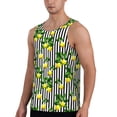 thumbnail image 2 of Xecao Lemons on Striped Men's Tank Top Workout Quick Dry Sleeveless Gym Jogging Muscle Shirts Summer Swim Beach Tops, 2 of 9