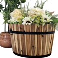 thumbnail image 7 of DeVault 23-Inch Premium Acacia Wood Planter with Metal Banding and Handles, Outdoor Decorative Wood Planter Pot, 7 of 7