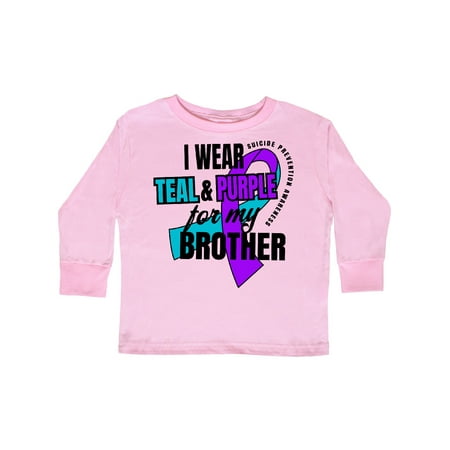 

Inktastic Suicide Prevention I Wear Teal and Purple for My Brother Gift Toddler Boy or Toddler Girl Long Sleeve T-Shirt