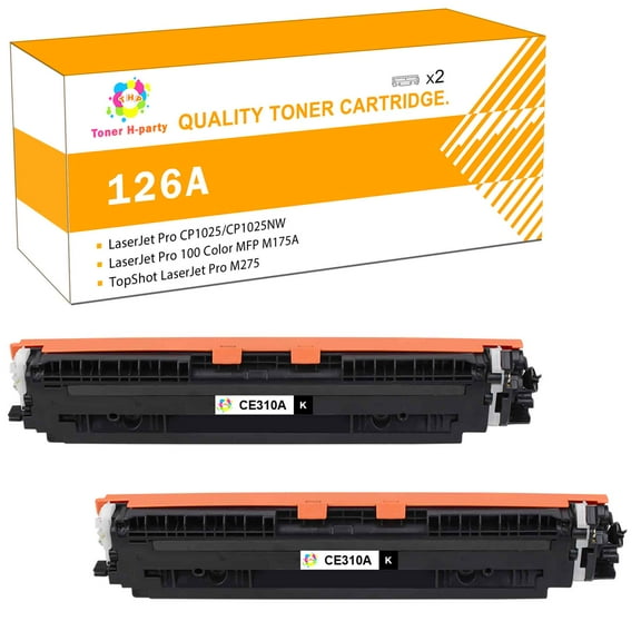 Toner H-Party Compatible Toner Cartridge Replacement for HP CE310A Work with LaserJet Pro CP1025 CP1025NW, TopShot LaserJet Pro M275, LaserJet Pro 100 Color MFP M175A M175NW (Black,2-Pack)