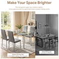 thumbnail image 3 of UHOMEPRO Gray Kitchen Table Set, 5 Pieces Dining Table Set, Tempered Glass Dining Table and Chairs Set for 4, Upgraded Iron Dining Room Table Set with 4 PU Leather Chairs, 3 of 8