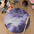 thumbnail image 3 of Purple Ombre Clouds Round 15 Inch Placemats Set of 8, Modern Abstract Art Gradient Cloud HeatResistant Non Slip Place Mats for Dining Table, Wipeable Braided Kitchen Table Mats for Housewarming, 3 of 9